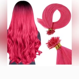 Runature U tip human hair extensions Hot Pink NEW
